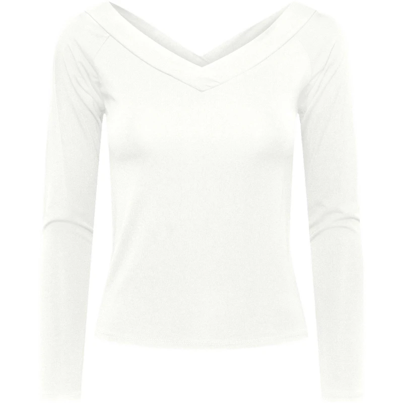 Image of Pieces Pieces Ls VNeck Top - White White 10