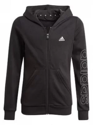 Image of Adidas Junior Girls Lin Full Zip Hoody, Black/White, Size 11-12 Years, Women