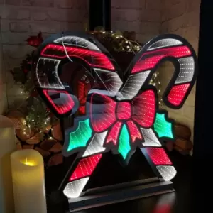 Image of 60cm LED Infinity Double Christmas Candy Canes Decoration with Metal Base in Red & White