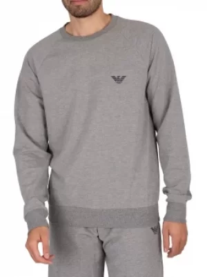 Image of Emporio Armani All Over Logo Terry Sweatshirt Grey Melange Size L Men
