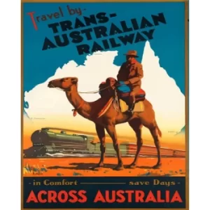 Image of Vintage Metal Sign Retro Advertising Trans Australian Railway