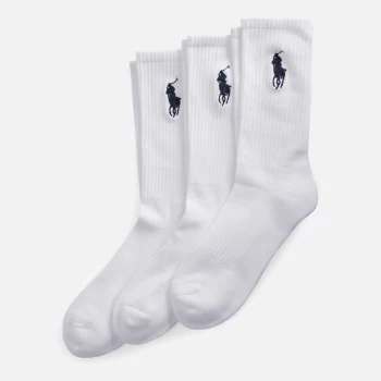 Image of Polo Ralph Lauren Mens 3 Pack Big Pony Socks - White