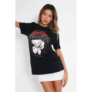 Image of I Saw It First Teddy Worldwide Oversized Graphic Tshirt - Black