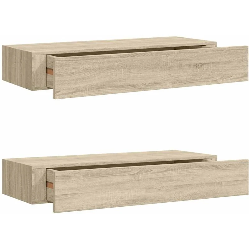 Image of VIDAXL Wall-mounted Drawer Shelves 2 pcs Oak 60x23.5x10cm mdf Vidaxl 8720286418871