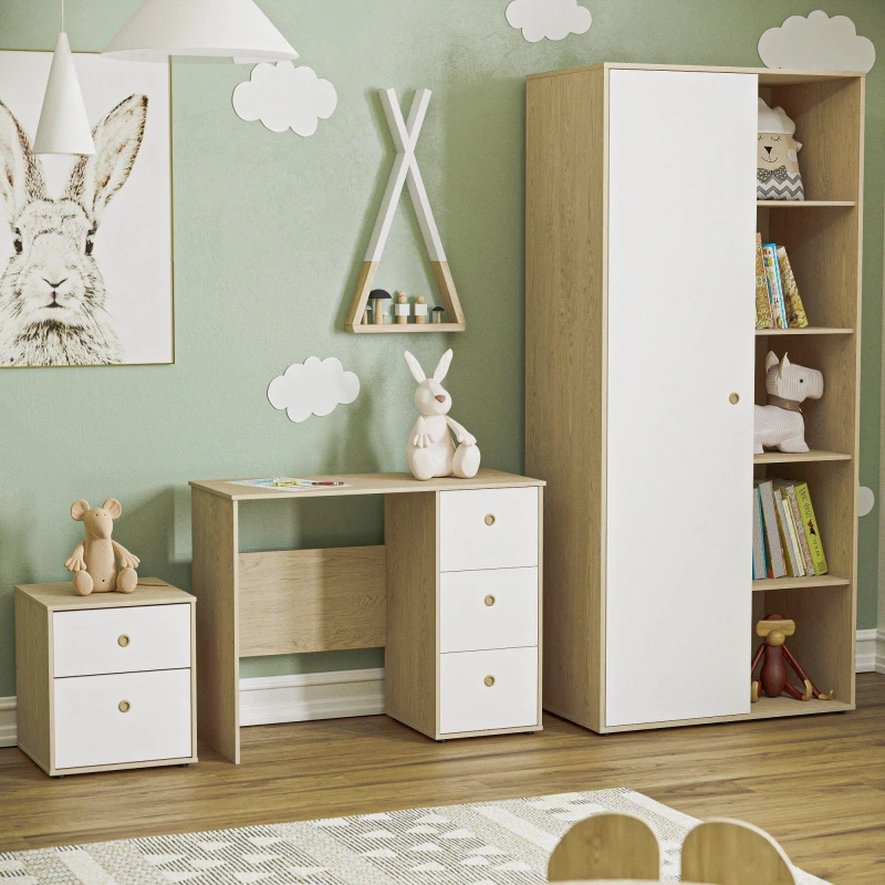 Image of Lassic Junior Vida Neptune 3 Piece Bedroom Set White & Oak unisex One Size