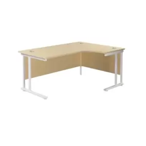 Image of Twin Upright Right Handed Silver Frame Radial Desk with Pedestal - 1800mm - Maple