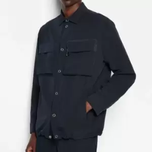 Image of Armani Exchange Seersucker Zip Pocket Long-Sleeved Shirt - M