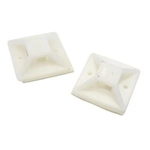 Image of BQ White 25mm Self Adhesive Cable Mounts Pack of 20