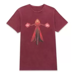 Image of Marvel Dr Strange Wanda Magic Unisex T-Shirt - Burgundy Acid Wash - M