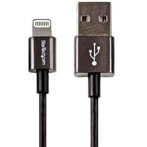 Image of 1m Metal Lightning To USB Cable Black