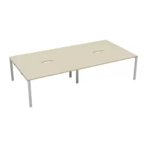 Image of Beam 4 Person Back to Back Bench Desk with Cut Out - Maple - White - 3200mm