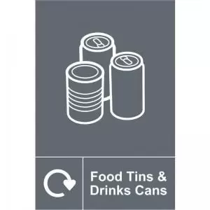 Image of Food Tins & Drinks Cans Recycling&rsquo; Sign; Rigid 1mm PVC