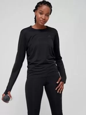 Image of adidas Run Icons 3 Bar Long Sleeve Tee, Black, Size S, Women