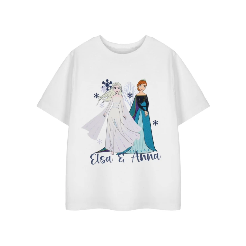 Image of (13-14 Years) Disney Frozen Short Sleeved T-Shirt (Girls White)