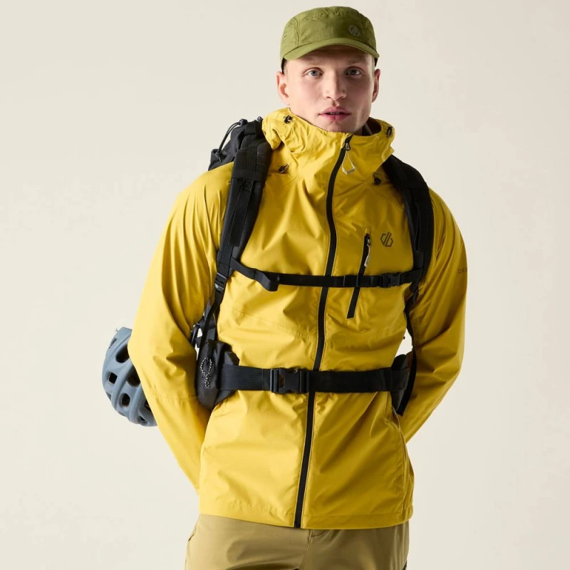 Image of Dare 2b Mens Breathe Out Waterproof Jacket in Yellow Size: Large Yellow Male L