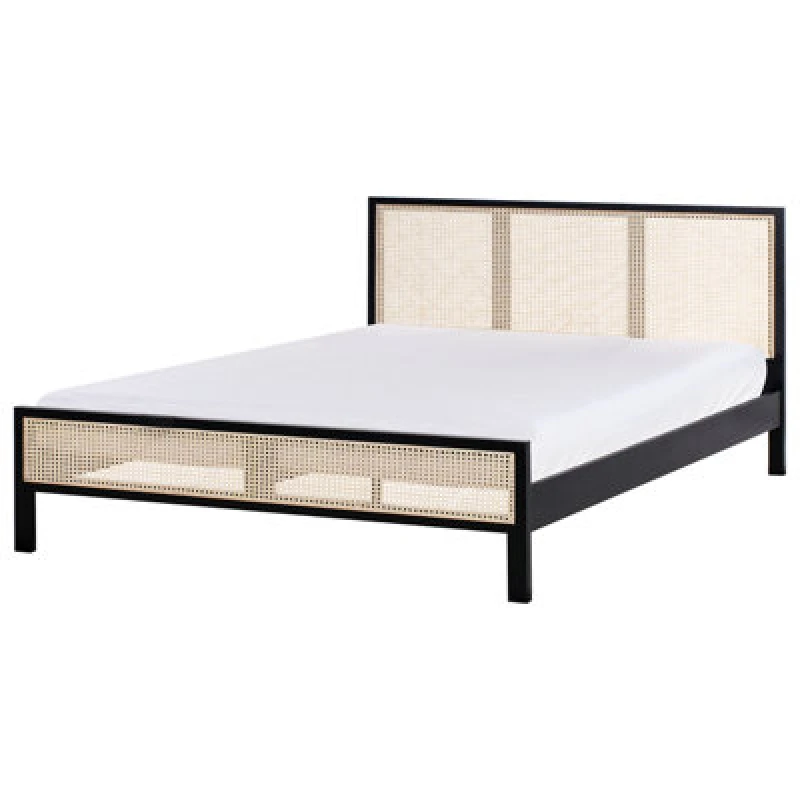 Image of Beliani Bed Pine Wood Salernas 180 X 200 Cm (Eu Super King) Black