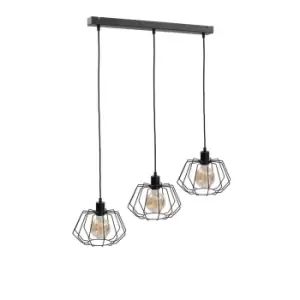 Image of Luna Bar Pendant Ceiling Light Black, 63cm, 3x E27