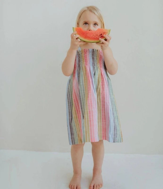 Image of Lilly + Sid Rainbow Stripe Sun Dress Multi female