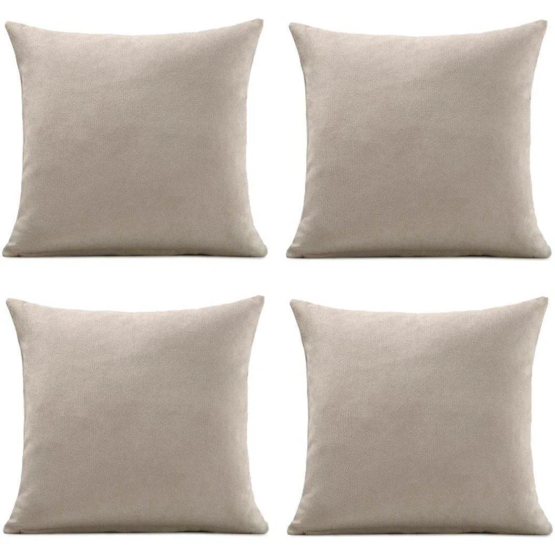 Image of Alan Symonds Set of 4 Plain Chenille Velvet Cushions Taupe unisex 45x45cm