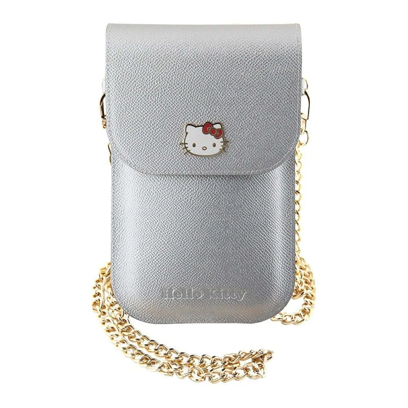 Image of Hello Kitty Grained PU Leather Phone Bag Crossbody Chain Logo Silver - None None One Size