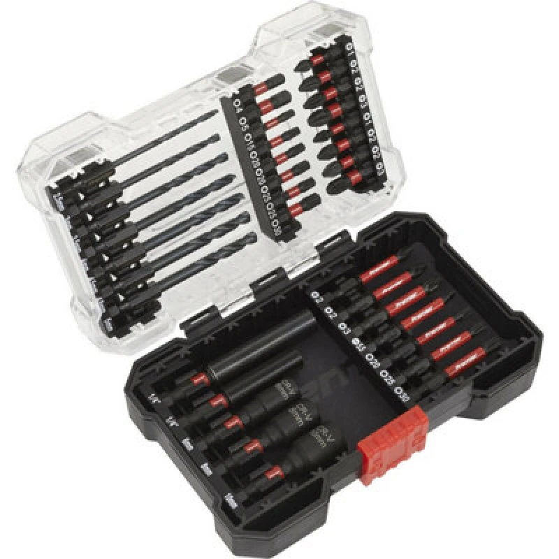 Image of Loops 35 PC Impact Grade Power Tool Bit Set - S2 Steel Bits - 1/4" Hex - Storage Case Metallics