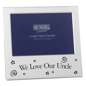 Image of Satin Silver Occasion Frame We Love Our Uncle 5x3