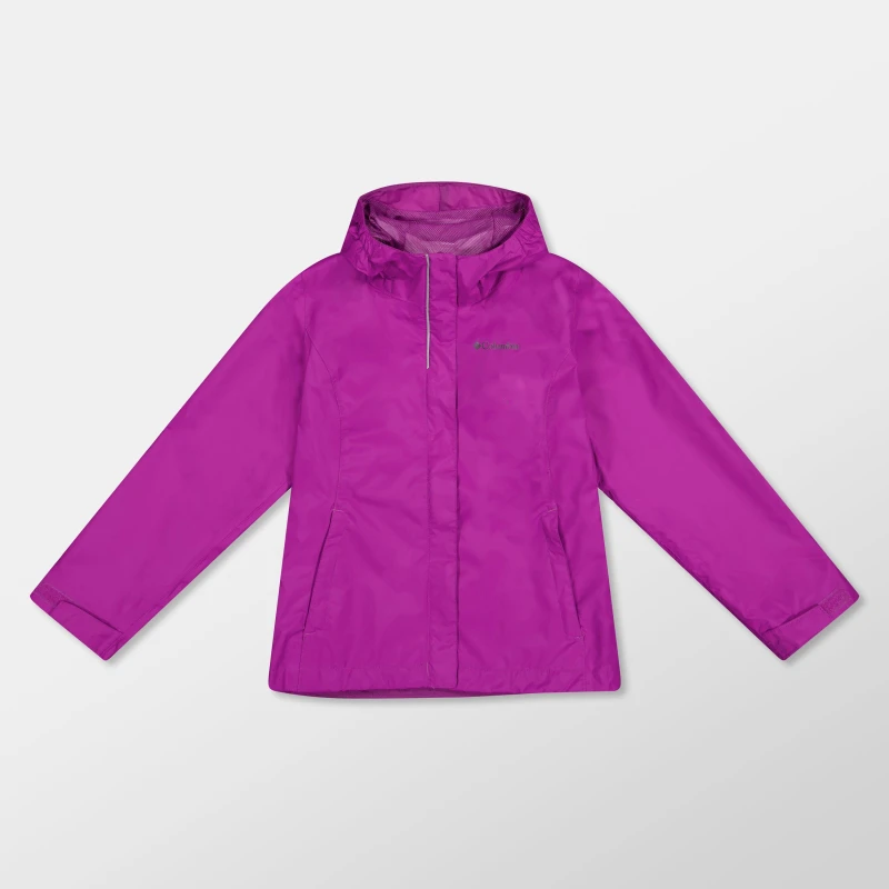 Image of Columbia Kids Arcadia Hooded Packable Waterproof Jacket Razzle female 7-8 (S)