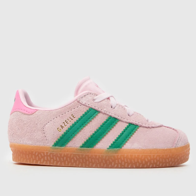 Image of Adidas Kids Gazelle 2 Infant Trainers Clear Pink Court Green Bliss, 7infant