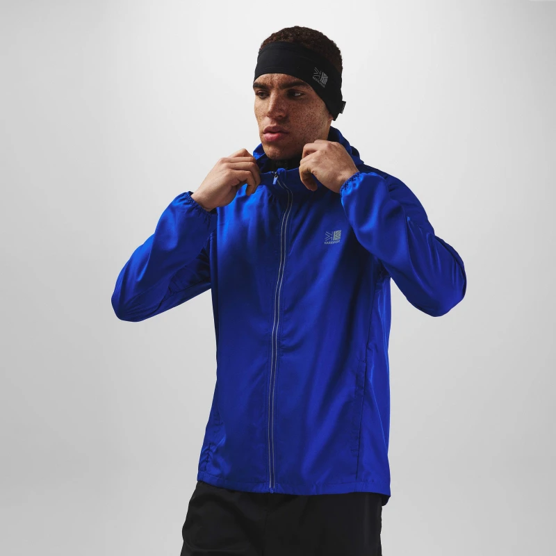 Image of Karrimor Mens Water Resistant Hooded Long Sleeve Performance Running Jacket Royal Blue male S