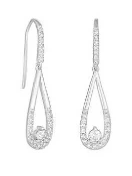 Image of Simply Silver Sterling Silver 925 Cubic Zirconia Sleek Teardrop Drop Earrings, Silver, Women