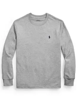 Image of Ralph Lauren Boys Classic Long Sleeve T-Shirt - Grey Marl, Size 8-10 Years=M