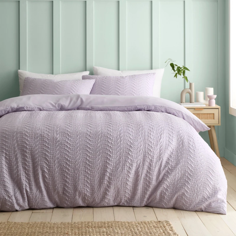 Image of Catherine Lansfield 'Heatset Wave' Duvet Cover Set Lilac