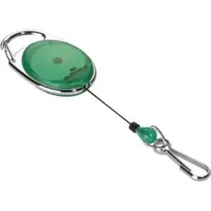 Image of Durable YOYO STYLE ID badge holder, with snap hook fastener, pack of 20, green