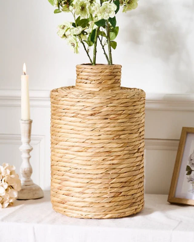 Image of Dibor Traditional Water Hyacinth Stem Home Decor Flower Vase in Natural Size: Medium Natural Unisex Medium