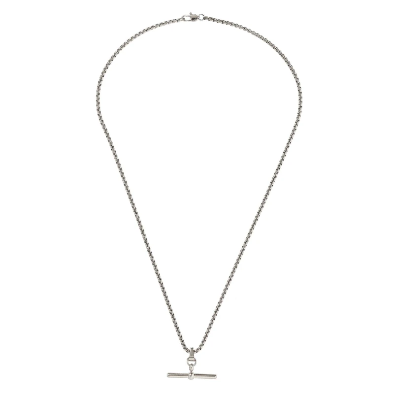Image of Fabric T-Bar Metal Necklace - Silver Silver One Size