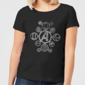 Image of Avengers Distressed Metal Icon Womens T-Shirt - Black - S