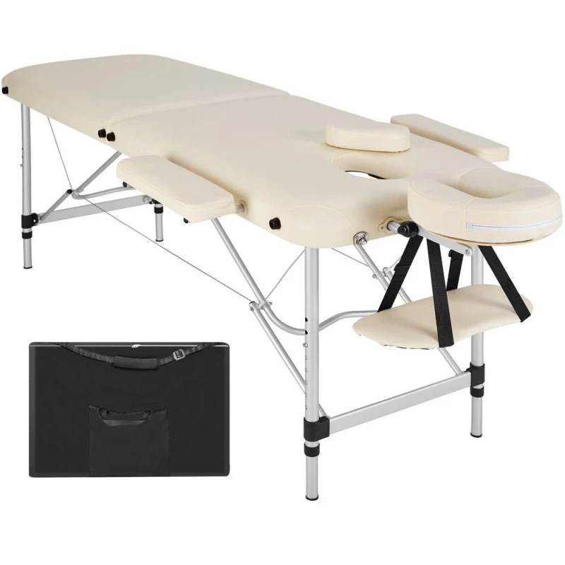 Image of Tectake Massage Table 2-Zone Aluminium, Padding and Bag - Cream 402787