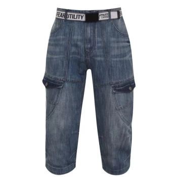 Image of No Fear Belted Cargo Shorts Mens - Light Wash