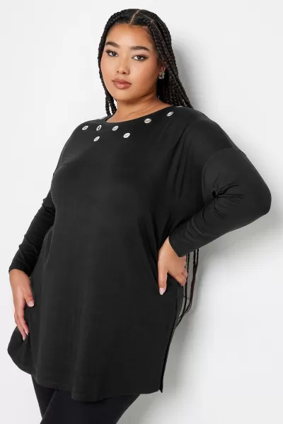 Image of Eyelet Detail Oversized T-Shirt