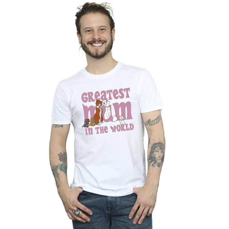 Image of Disney Men The Aristocats Greatest Mum T-Shirt in White Size: Small White S Male 5063153556331