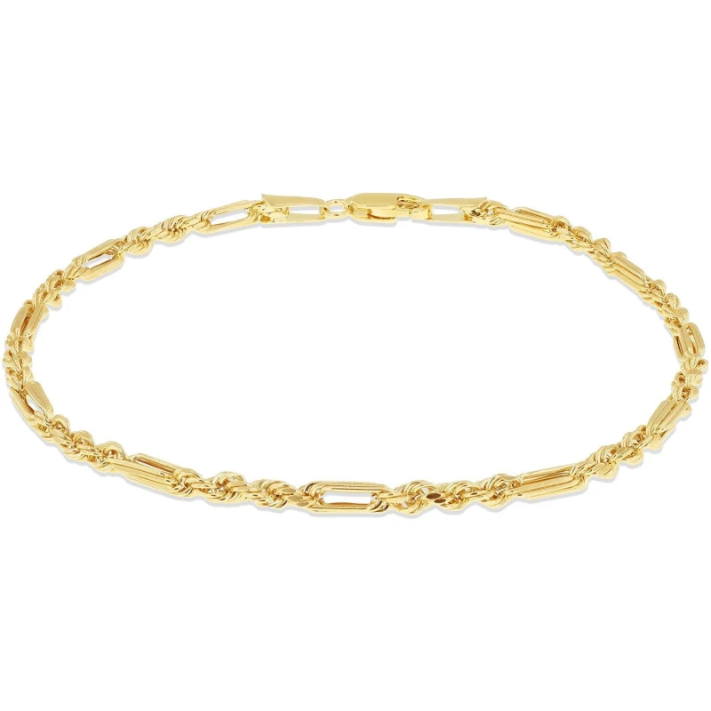 Image of Be You 9ct Gold Hollow Dimaond Cut Figarope Bracelet Yellow Gold female 7.25in
