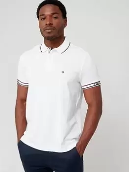 Image of Tommy Hilfiger Logo Cuff Regular Fit Polo shirt - White Size M Men
