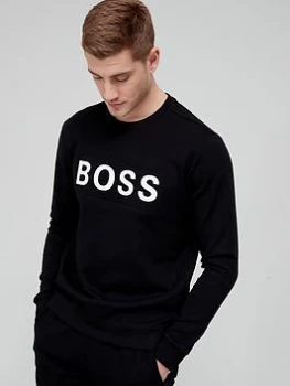 Image of BOSS Salbo 1 Logo Sweatshirt - Black, Size L, Men