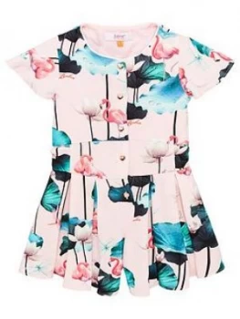 Image of Baker by Ted Baker Girls Flamingo Tie Side Playsuit - Pink, Size 14 Years, Women