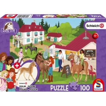 Image of Schleich: A Day at the Stables Jigsaw Puzzle - 100 Pieces (Includes 1 Figure)