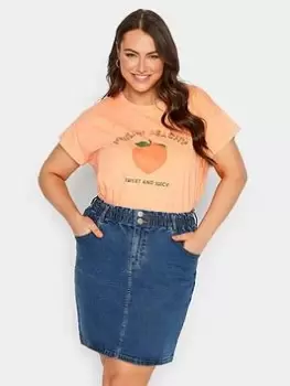 Image of Yours Elasticated Waist Skirt Mid Blue Size 20, Women