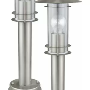 Image of 2 pack IP44 Outdoor Bollard Light Stainless Steel 500mm 60W E27 Driveway Post