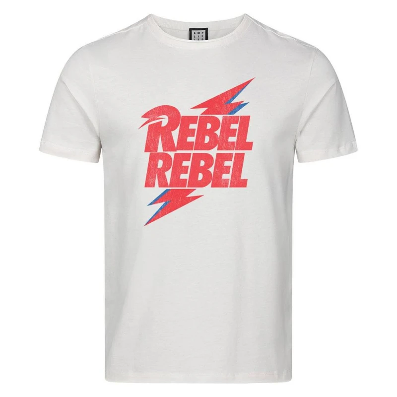 Image of David Bowie Mens Rebel Rebel T-Shirt in White Size: XS White Male XS