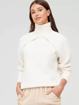 Image of Calvin Klein Recycled Wool Cut Out Jumper - Cream, Size M-L, Women