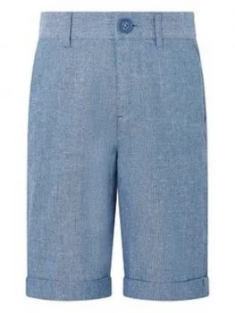 Image of Boys, Monsoon Nathan Chambray Linen Short - Blue, Size 2-3 Years